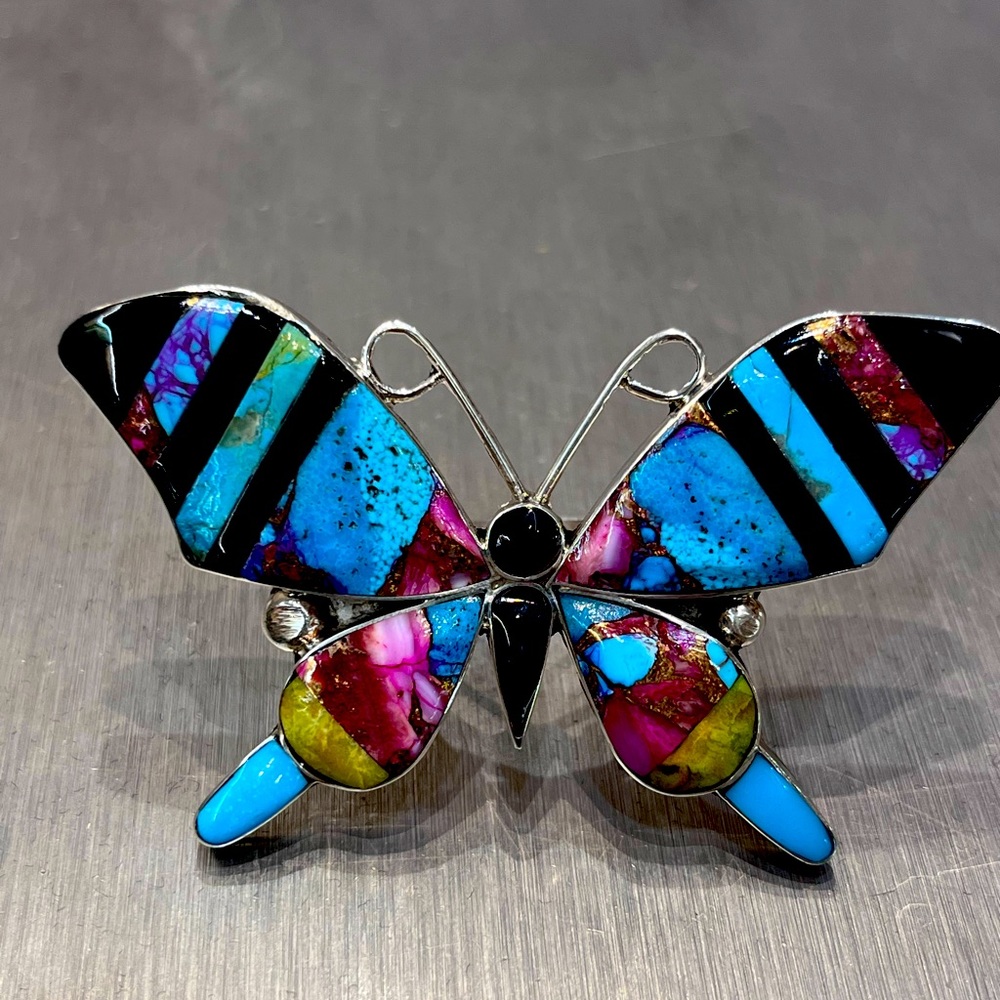Native American Navajo Handmade huge butterfly inlay ring